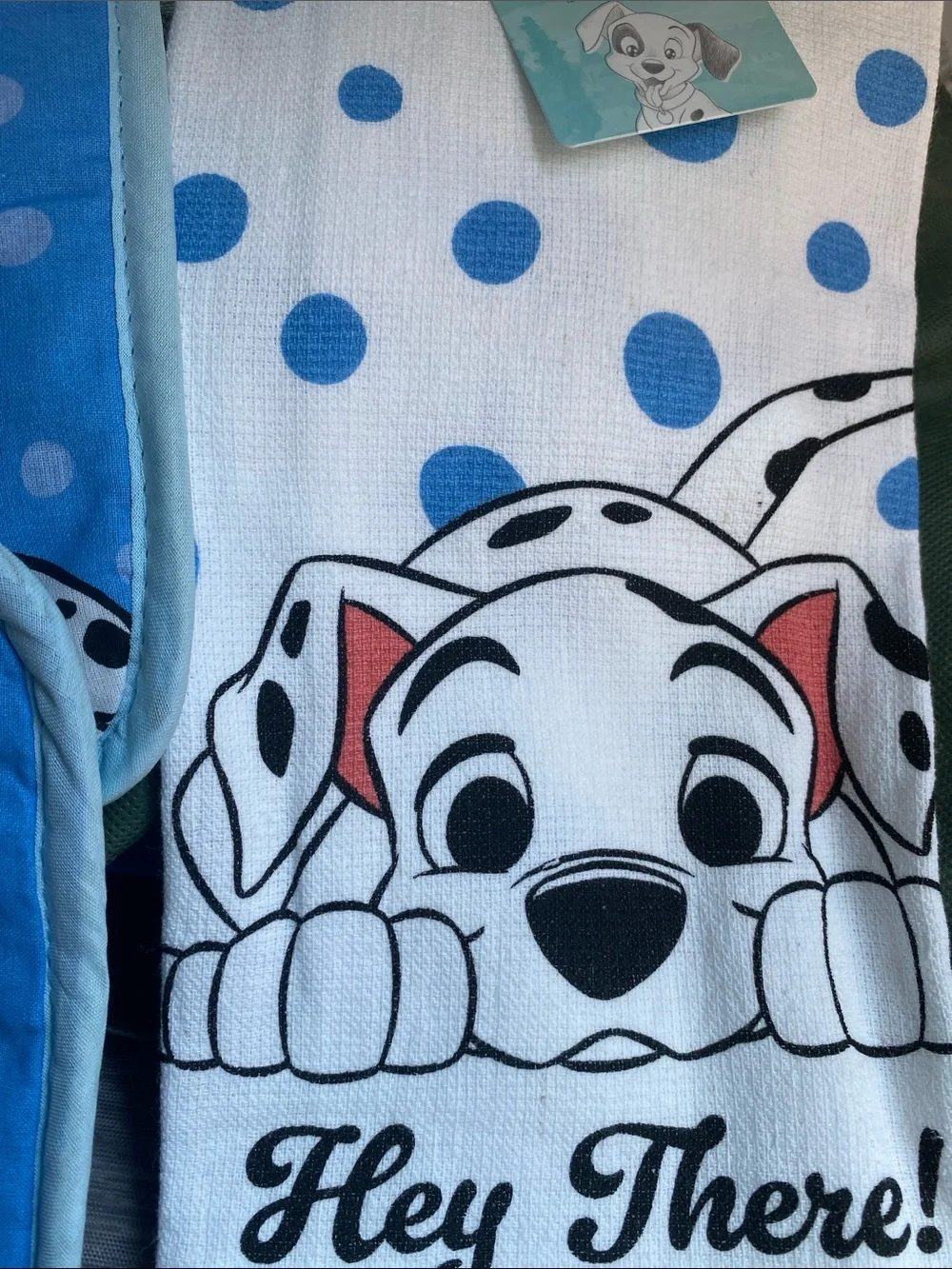 101 Dalmatians Blue Dot Kitchen Towel & Pot Holder Set